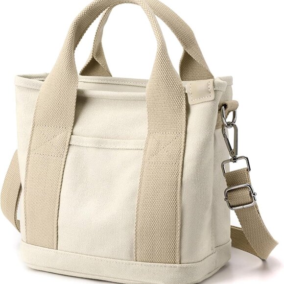 Large Canvas Tote Bag Women Pockets Crossbody Handbag with Zipper for Work - Picture 1 of 5